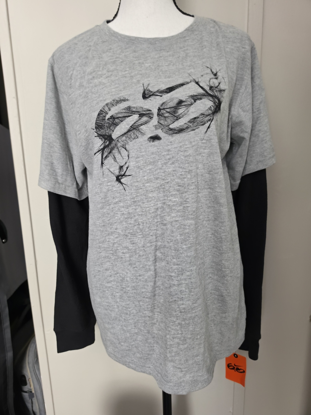 Vintage Nike 6.0 Shirt Unisex XL NWT Gray Black Y2K Double Layer Graphic Tee